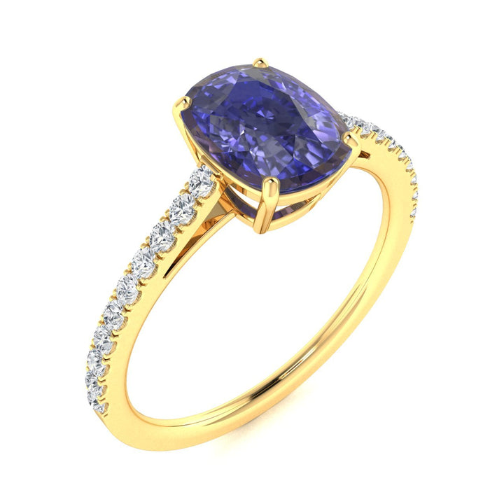 18KT Gold Tanzanite and Diamond Ladies Ring (Tanzanite 2.93 cts White Diamonds 0.23 cts)