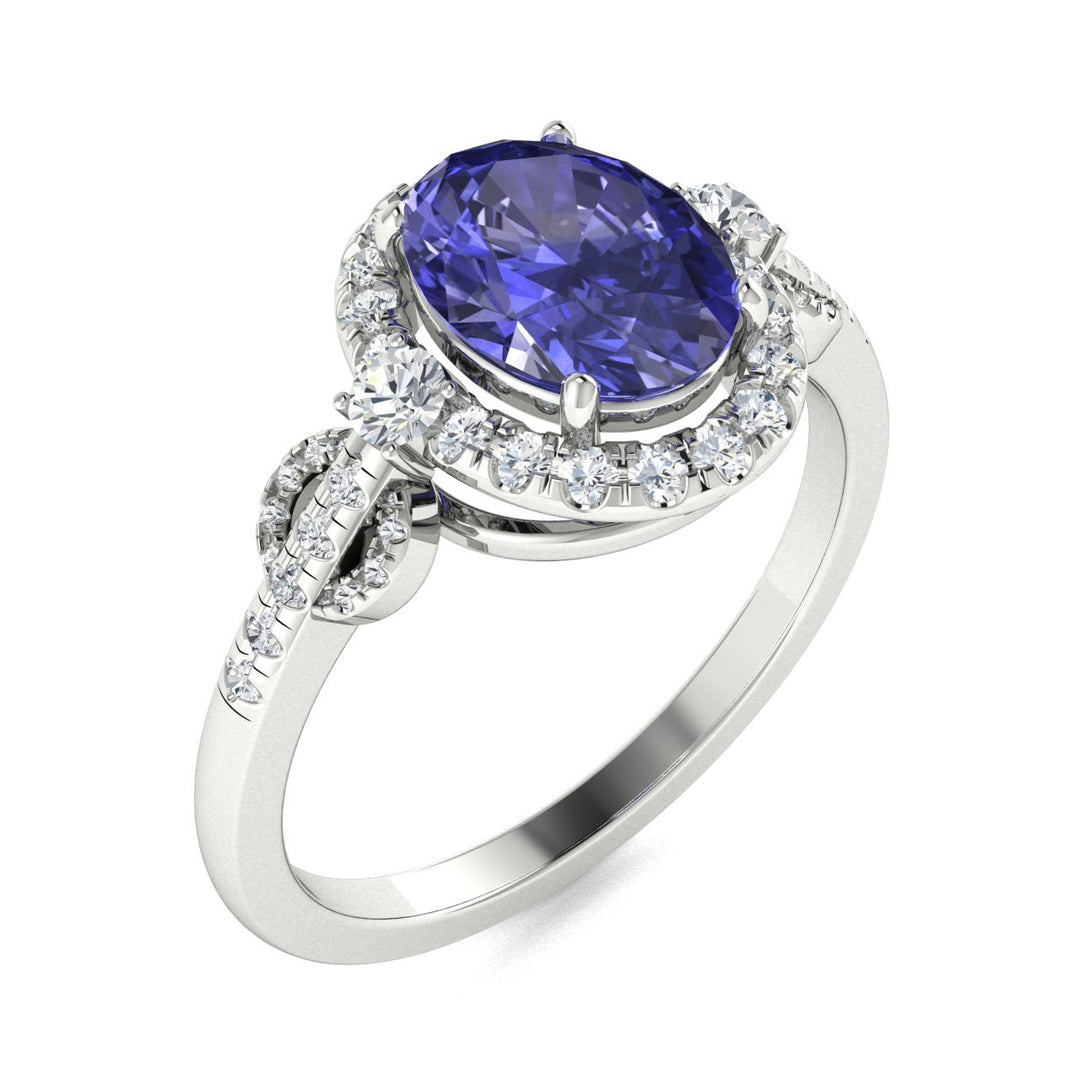 18KT Gold Tanzanite and Diamond Ladies Ring (Tanzanite 3.02 cts. White Diamond 0.56 cts.)