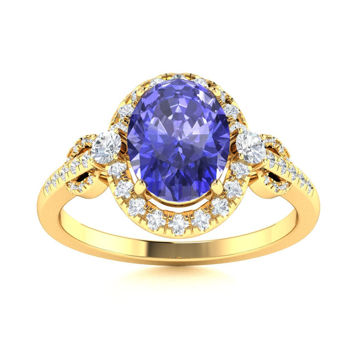 18KT Gold Tanzanite and Diamond Ladies Ring (Tanzanite 3.02 cts. White Diamond 0.56 cts.)