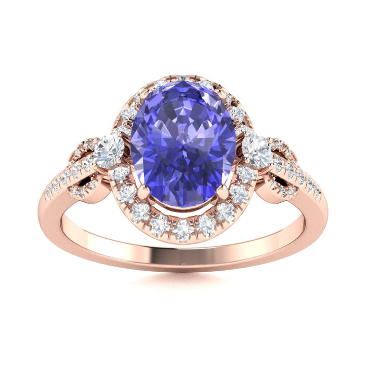 18KT Gold Tanzanite and Diamond Ladies Ring (Tanzanite 3.02 cts. White Diamond 0.56 cts.)