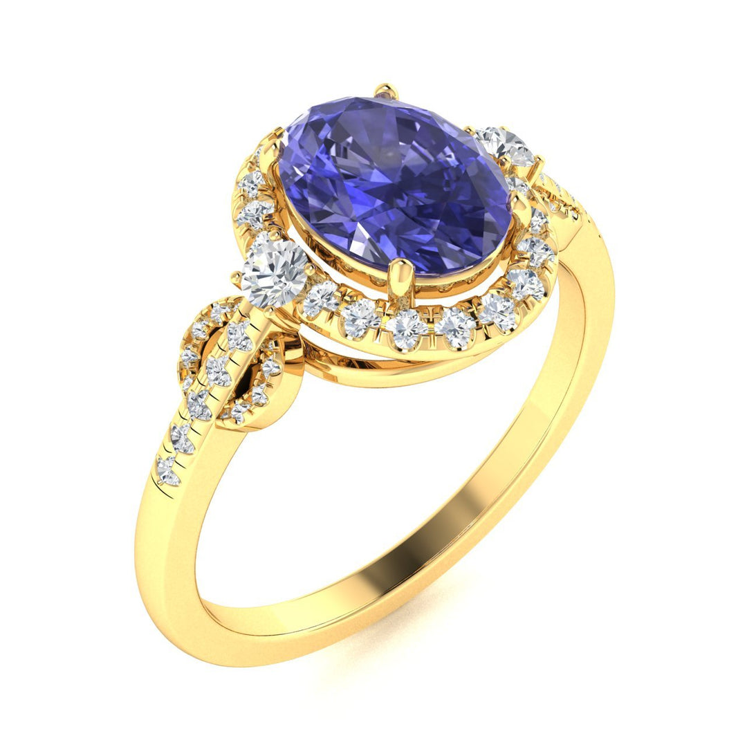 18KT Gold Tanzanite and Diamond Ladies Ring (Tanzanite 3.02 cts. White Diamond 0.56 cts.)