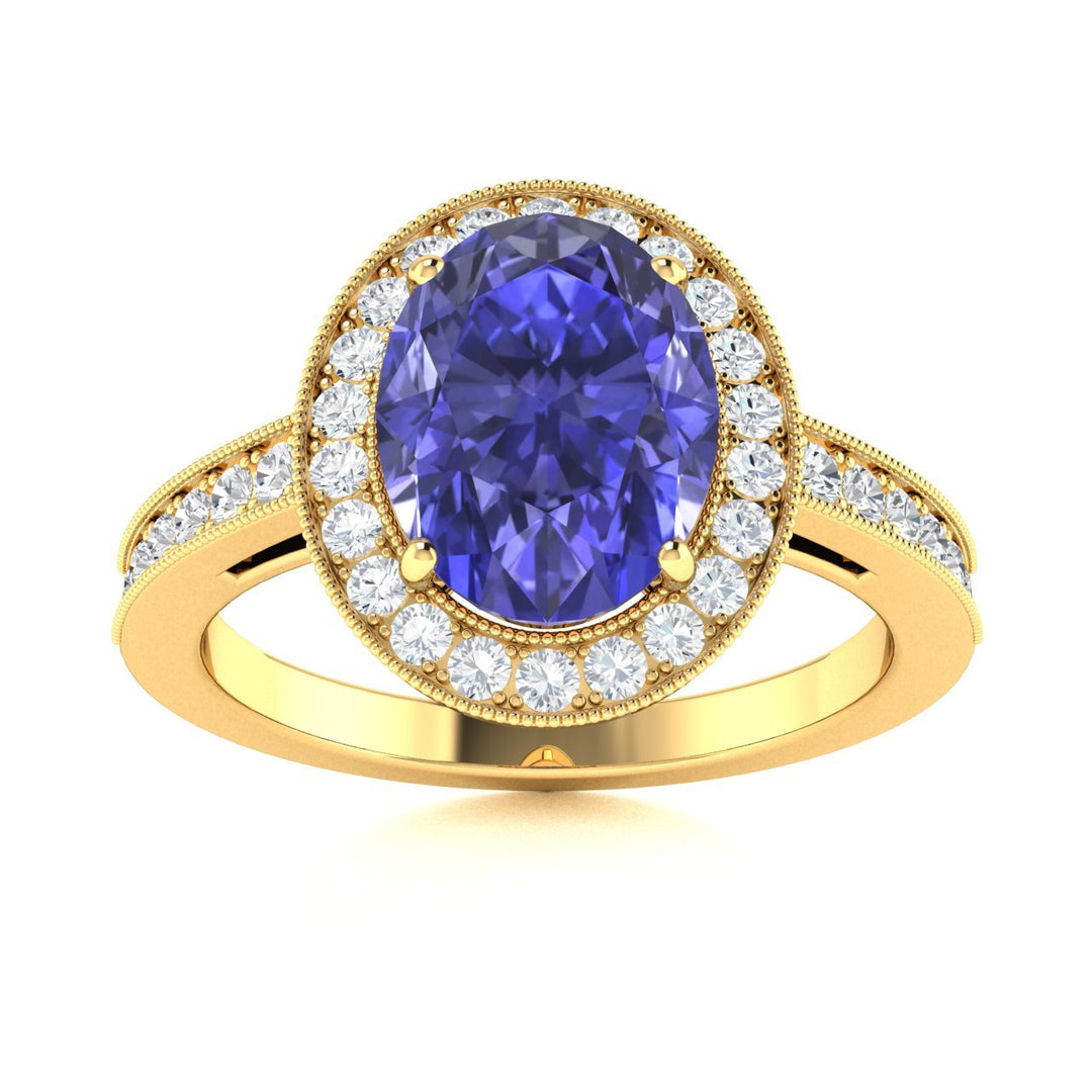 18KT Gold Tanzanite and Diamond Ladies Ring (Tanzanite 3.63 cts White Diamonds 0.52 cts)