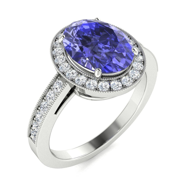 18KT Gold Tanzanite and Diamond Ladies Ring (Tanzanite 3.63 cts White Diamonds 0.52 cts)