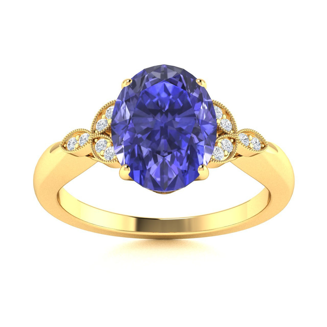 18KT Gold Tanzanite and Diamond Ladies Ring (Tanzanite 5.27 cts White Diamonds 0.17 cts)