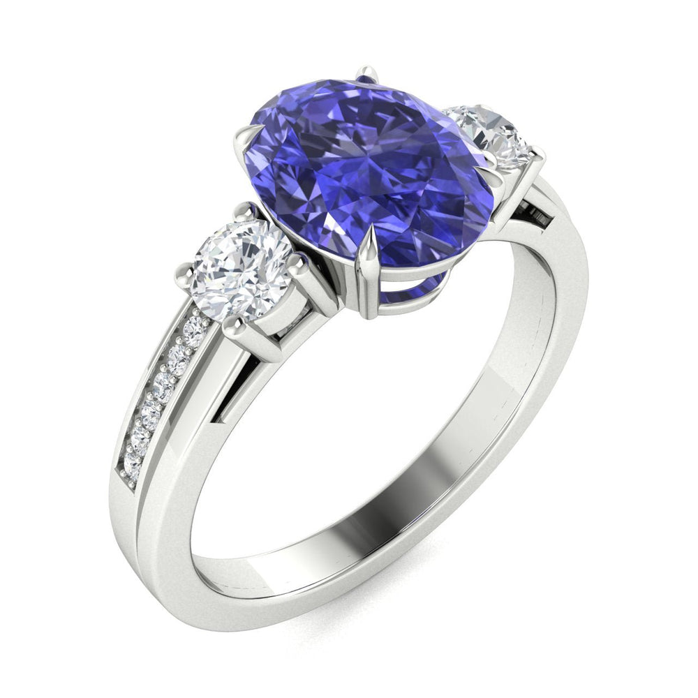 18KT Gold Tanzanite and Diamond Ladies Ring (Tanzanite 5.33 cts. White Diamond 0.52 cts.)