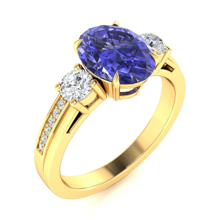 18KT Gold Tanzanite and Diamond Ladies Ring (Tanzanite 5.33 cts. White Diamond 0.52 cts.)