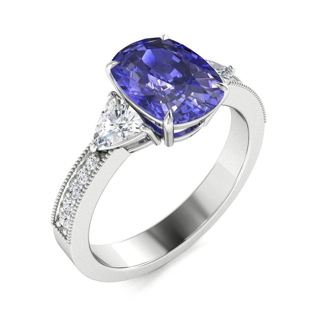 18KT Gold Tanzanite and Diamond Ladies Ring (Tanzanite 6.28 cts. White Diamond 0.46 cts.)