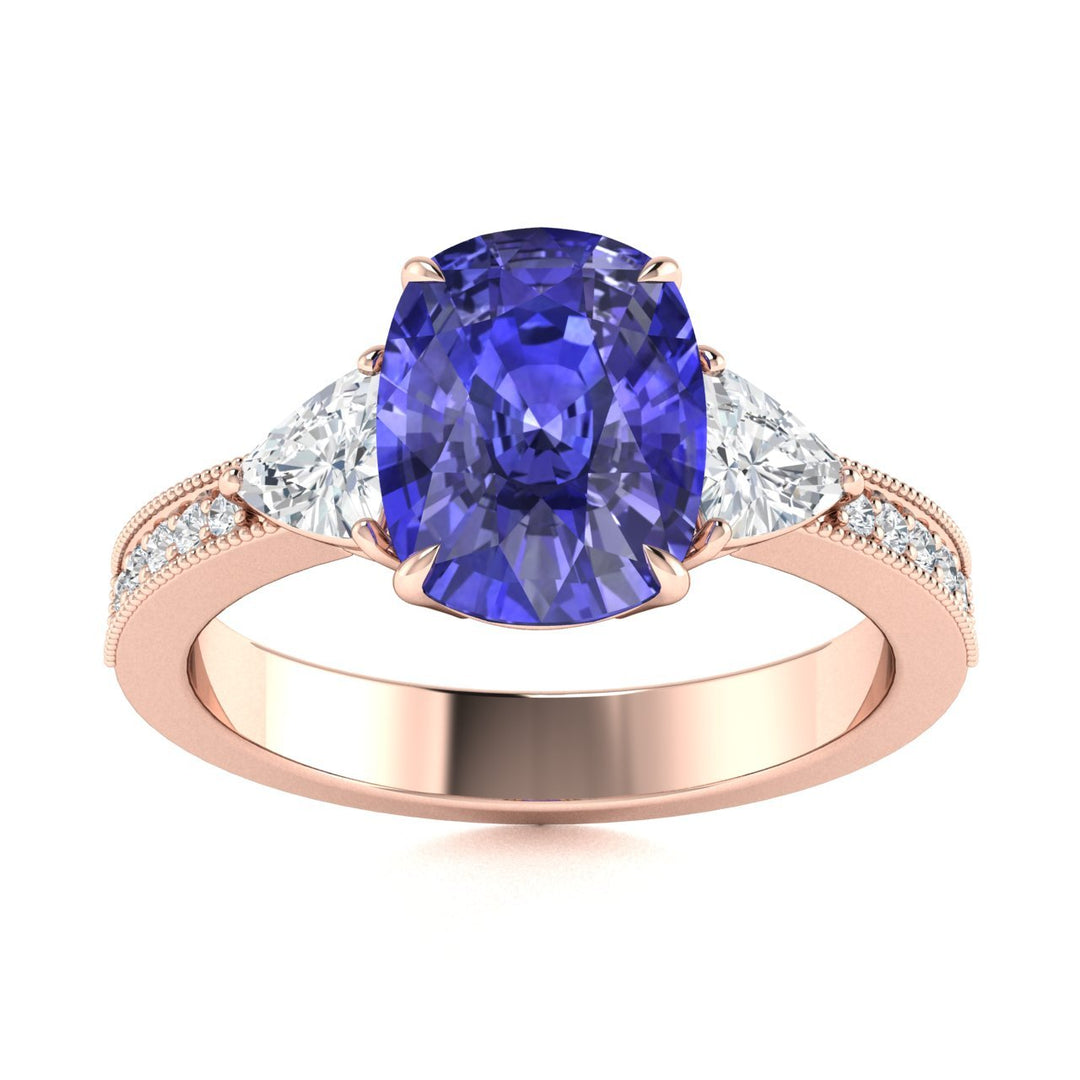 18KT Gold Tanzanite and Diamond Ladies Ring (Tanzanite 6.28 cts. White Diamond 0.46 cts.)