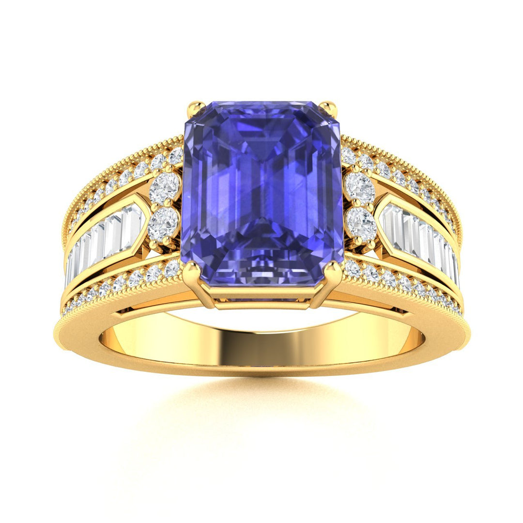 18KT Gold Tanzanite and Diamond Ladies Ring (Tanzanite 7.00 ct White Diamonds 0.75 cts)