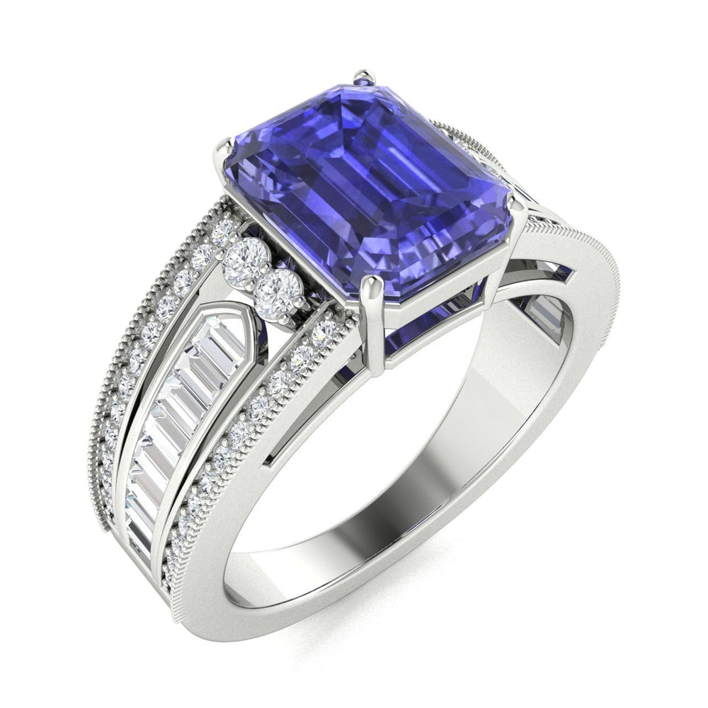 18KT Gold Tanzanite and Diamond Ladies Ring (Tanzanite 7.00 ct White Diamonds 0.75 cts)