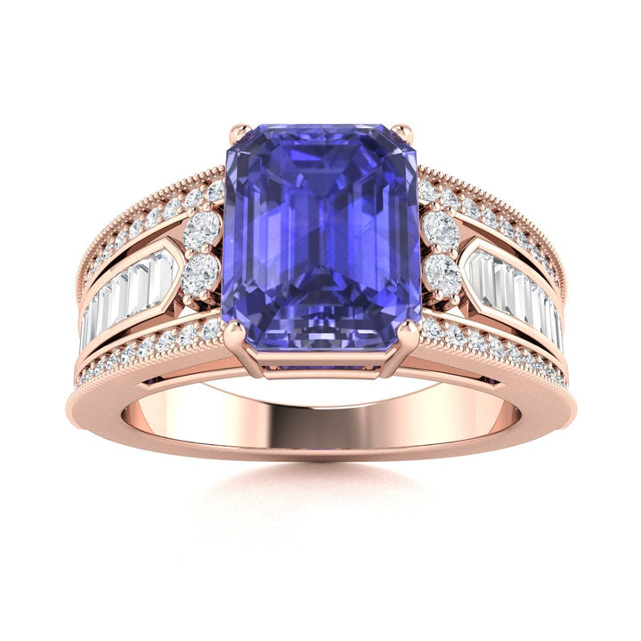 18KT Gold Tanzanite and Diamond Ladies Ring (Tanzanite 7.00 ct White Diamonds 0.75 cts)