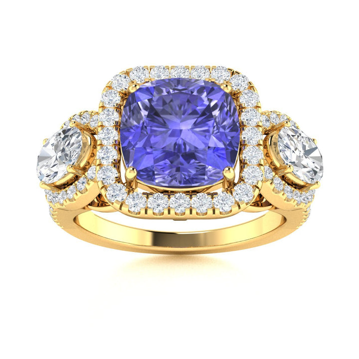 18KT Gold Tanzanite, Paraiba Tourmaline and Diamond Ladies Ring (Tanzanite 4.08 cts. Paraiba Tourmaline 1.15 cts.