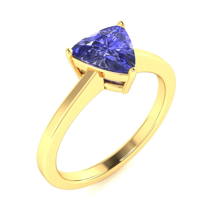 18kt Gold Trillion Cut Tanzanite Ladies Ring (Tanzanite 2.75ct)