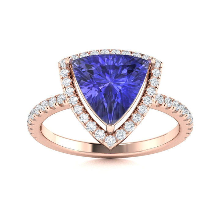 18kt Gold Trillion Tanzanite and Diamond Ladies Ring (Tanzanite 4.00ct Diamonds 0.30 cts)