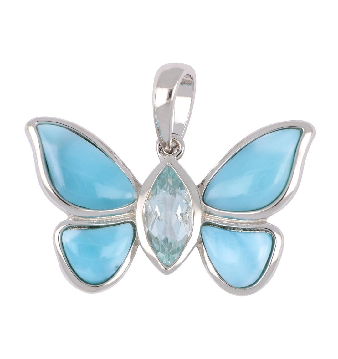 Larimar Ladies Butterfly Pendant (Larimar Cubic Zirconia) Not Net